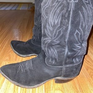 Suede Justin Boots black vintage cowboy 10 1/2 D